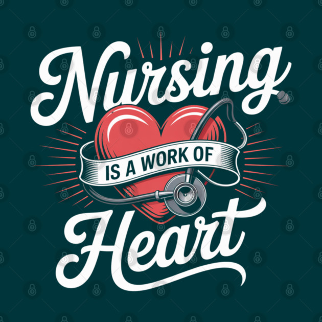 Nursing Is a Work of Heart – Cute Nurse Appreciation Retro Design by  Shift Happens: Gear for the Ones Who Keep It Moving