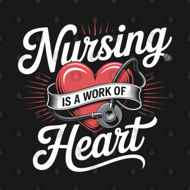 Nursing Is a Work of Heart – Cute Nurse Appreciation Retro Design by  Shift Happens: Gear for the Ones Who Keep It Moving