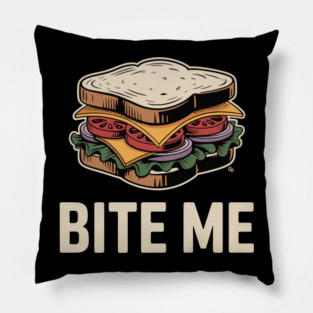 Bite Me Sandwich – Retro Foodie Sass Pillow