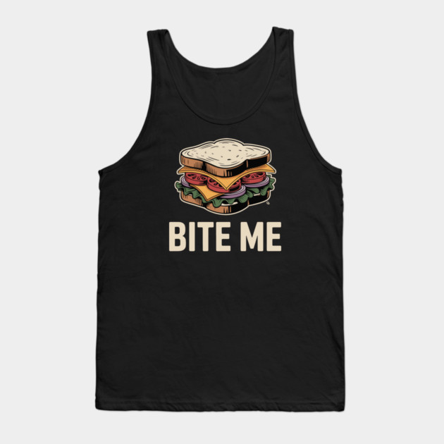 Bite Me Sandwich – Retro Foodie Sass Tank Top by Cosmo Gazoo