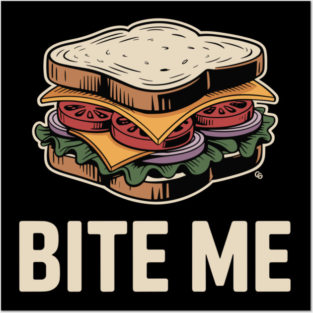Bite Me Sandwich – Retro Foodie Sass Wall Art by Cosmo Gazoo