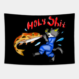 Cat vs Flying Fish Tapestry