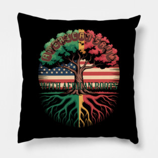 American with African Roots Heritage Tree Pillow