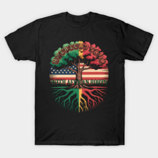 American with African Roots Heritage Tree T-Shirt