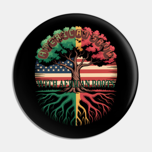 American with African Roots Heritage Tree Pin by norhando