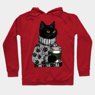 Christmas Sweater Googly Eye Cat Hoodie