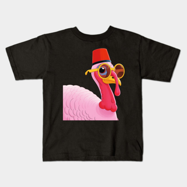 Cool Turkey with Fez and Sunglasses – Funny Retro Bird Kids T-Shirt by Creatifly Graphic Tees