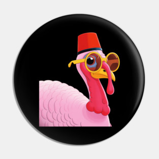 Cool Turkey with Fez and Sunglasses – Funny Retro Bird Pin