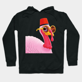 Cool Turkey with Fez and Sunglasses – Funny Retro Bird Hoodie
