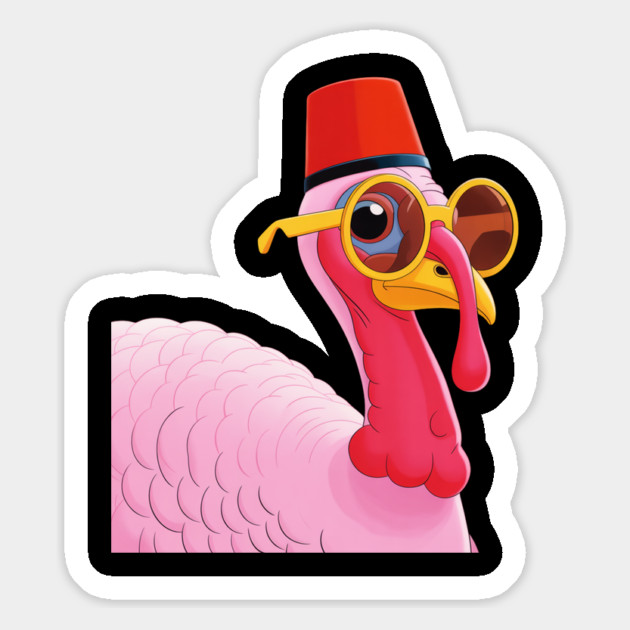 Cool Turkey with Fez and Sunglasses – Funny Retro Bird Magnet by Creatifly Graphic Tees