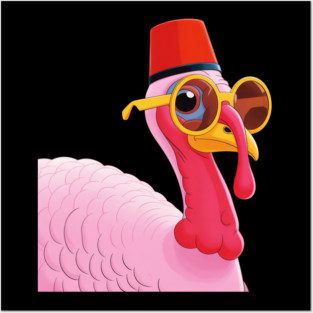 Cool Turkey with Fez and Sunglasses – Funny Retro Bird Posters and Art