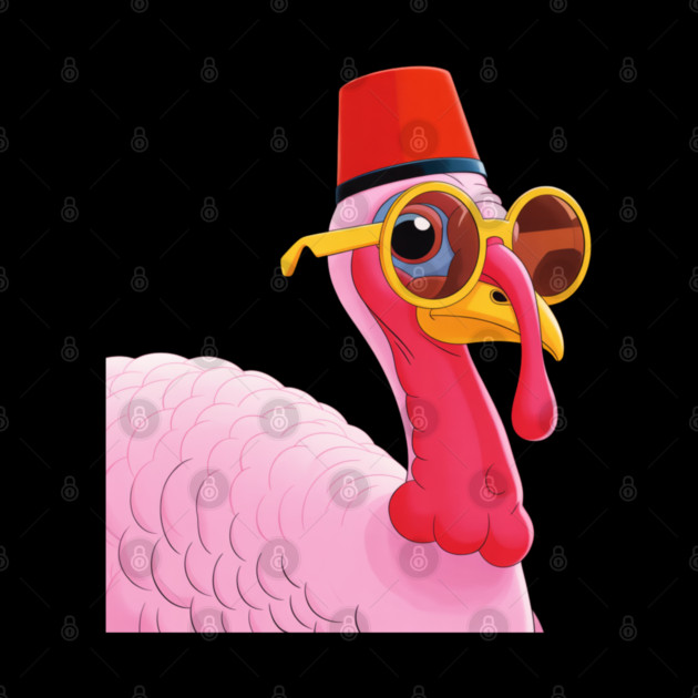 Cool Turkey with Fez and Sunglasses – Funny Retro Bird by Creatifly Graphic Tees
