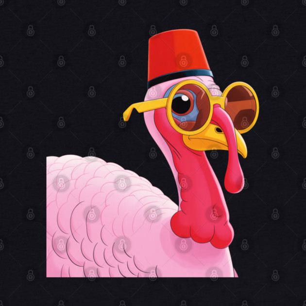 Cool Turkey with Fez and Sunglasses – Funny Retro Bird by Creatifly Graphic Tees