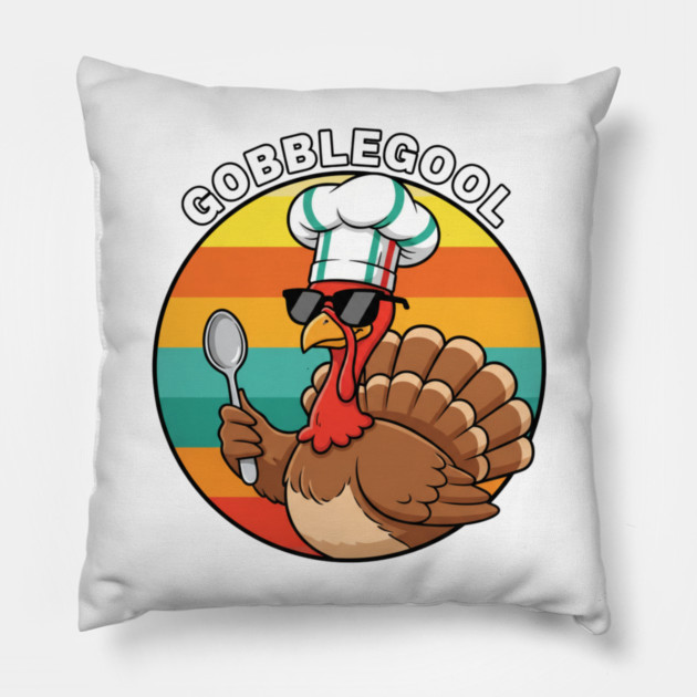Gobblegool Turkey Chef – Funny Thanksgiving Italian Turkey Pillow by Creatifly Graphic Tees