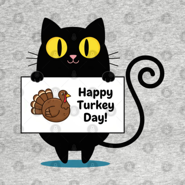 Happy Turkey Day Black Cat Thanksgiving - Funny Cat Lover by Creatifly Graphic Tees