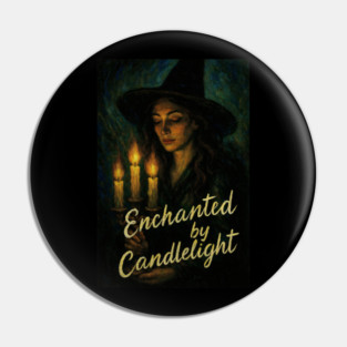 Emotional Holiday Scene with Witch, Firelight, and Gift Pin