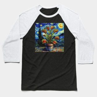 Venus Flytrap Carnivorous Plant Starry Night Van Gogh Style Baseball T-Shirt