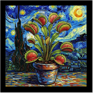 Venus Flytrap Carnivorous Plant Starry Night Van Gogh Style Posters and Art
