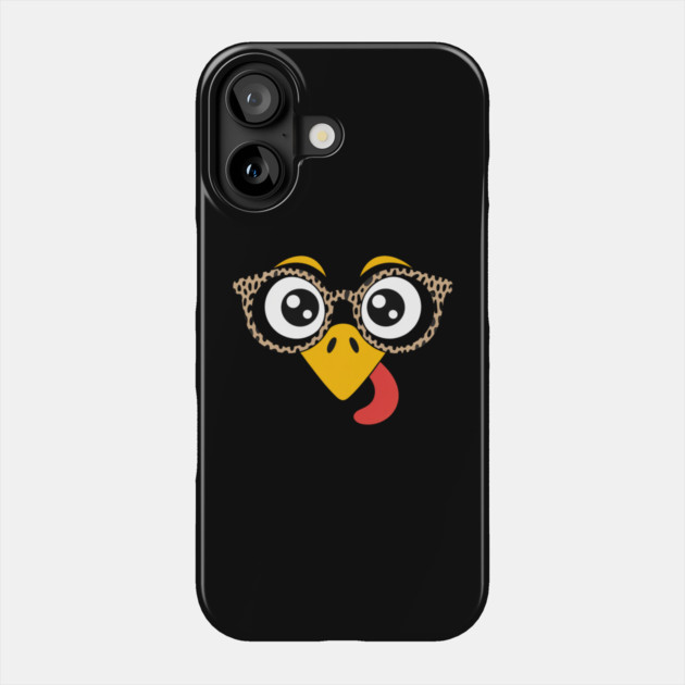 Funny Turkey Face with Glasses Thanksgiving Phone Case by Creatifly Graphic Tees