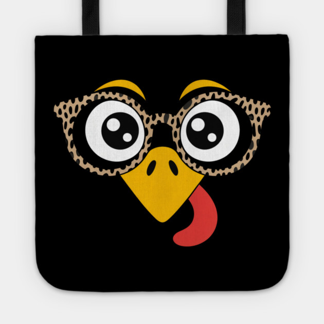 Funny Turkey Face with Glasses Thanksgiving Tote by Creatifly Graphic Tees