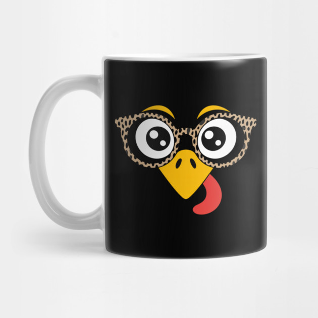 Funny Turkey Face with Glasses Thanksgiving by Creatifly Graphic Tees