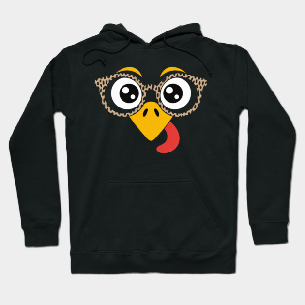 Funny Turkey Face with Glasses Thanksgiving Hoodie by Creatifly Graphic Tees