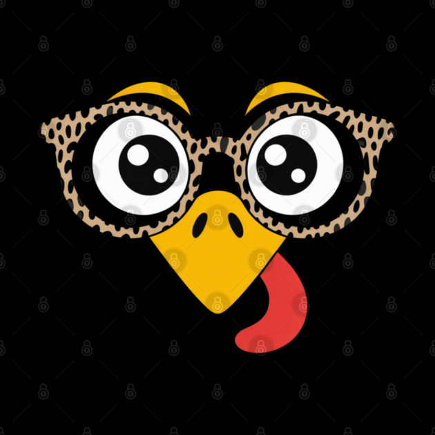 Funny Turkey Face with Glasses Thanksgiving by Creatifly Graphic Tees