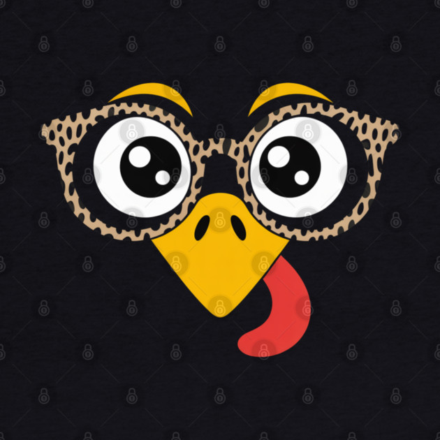 Funny Turkey Face with Glasses Thanksgiving by Creatifly Graphic Tees