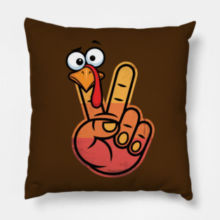 Peace Sign Turkey Hand Thanksgiving - Funny Turkey Hand Gesture Pillow