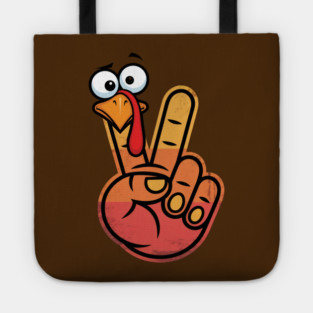 Peace Sign Turkey Hand Thanksgiving - Funny Turkey Hand Gesture Tote
