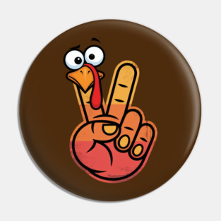 Peace Sign Turkey Hand Thanksgiving - Funny Turkey Hand Gesture Pin