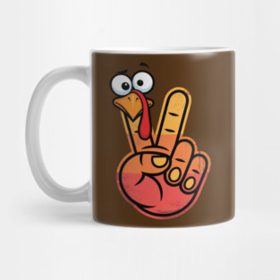 Peace Sign Turkey Hand Thanksgiving - Funny Turkey Hand Gesture Mug