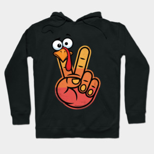 Peace Sign Turkey Hand Thanksgiving - Funny Turkey Hand Gesture Hoodie