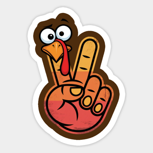 Peace Sign Turkey Hand Thanksgiving - Funny Turkey Hand Gesture Magnet by Creatifly Graphic Tees