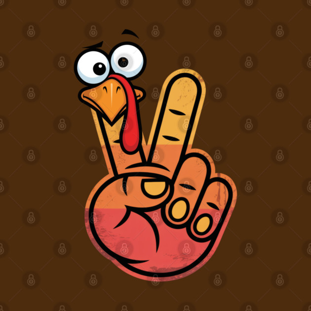 Peace Sign Turkey Hand Thanksgiving - Funny Turkey Hand Gesture by Creatifly Graphic Tees