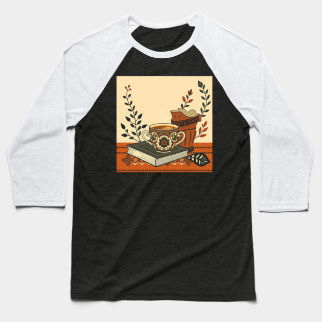 Classic Novels and Cappuccino coffee Baseball T-Shirt by SR8891