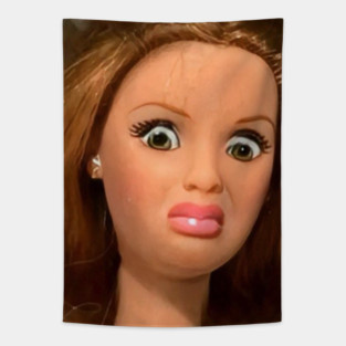 Shocked Doll Meme Tapestry