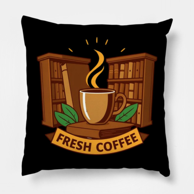 Old Libraries Fresh Coffee books Pillow by SR8891