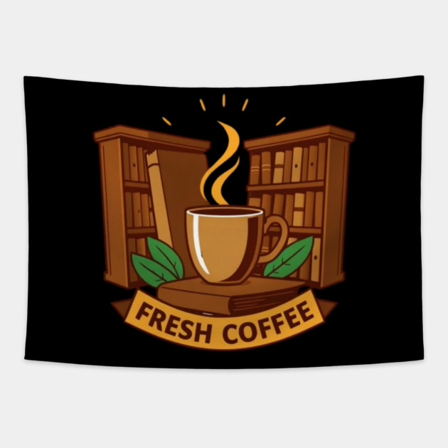 Old Libraries Fresh Coffee books Tapestry by SR8891
