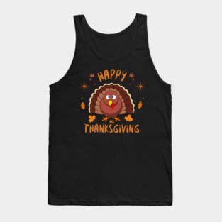 Happy Thanksgiving Turkey - Cute Fall Autumn Holiday Tank Top