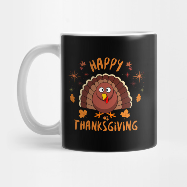 Happy Thanksgiving Turkey - Cute Fall Autumn Holiday by Creatifly Graphic Tees