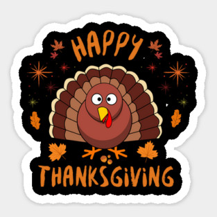 Happy Thanksgiving Turkey - Cute Fall Autumn Holiday Sticker