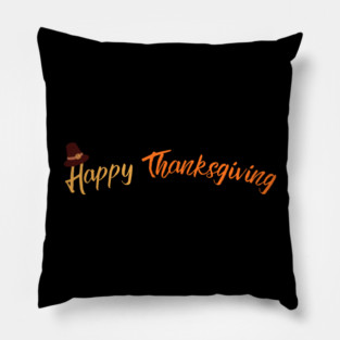 Happy Thanksgiving - Simple Fall Pilgrim Hat Holiday Pillow