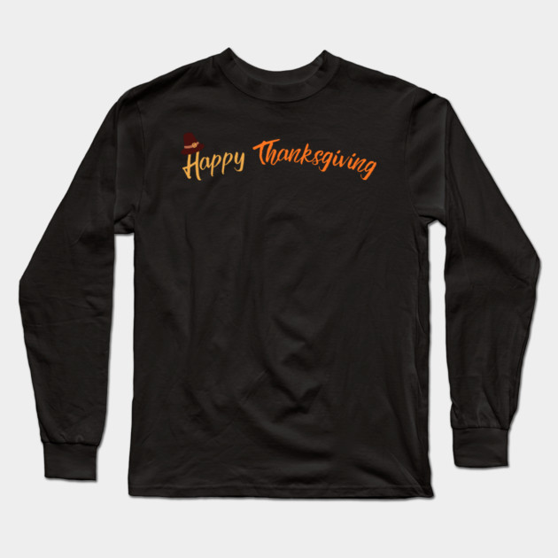Happy Thanksgiving - Simple Fall Pilgrim Hat Holiday Long Sleeve T-Shirt by Creatifly Graphic Tees