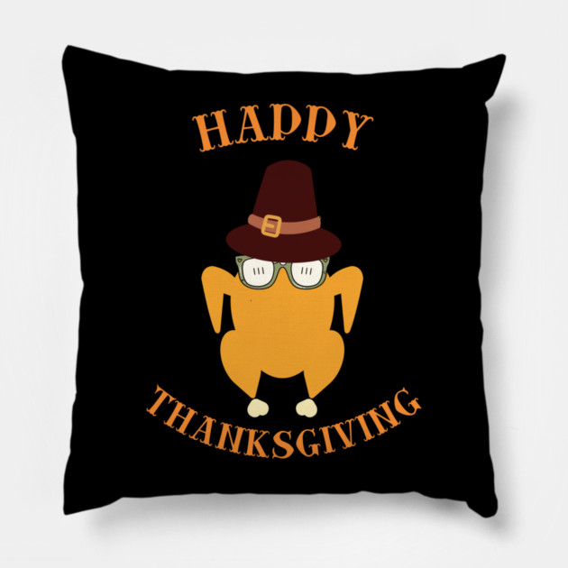 Happy Thanksgiving Turkey Butt - Funny Pilgrim Hat Turkey Pillow by Creatifly Graphic Tees
