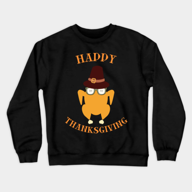 Happy Thanksgiving Turkey Butt - Funny Pilgrim Hat Turkey Crewneck Sweatshirt by Creatifly Graphic Tees