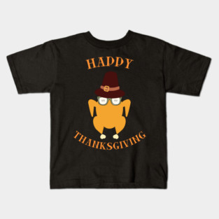 Happy Thanksgiving Turkey Butt - Funny Pilgrim Hat Turkey Kids T-Shirt