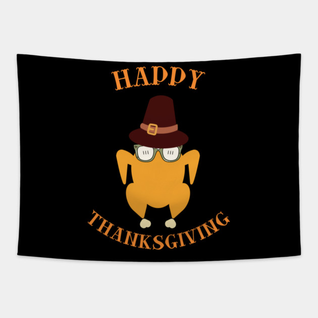 Happy Thanksgiving Turkey Butt - Funny Pilgrim Hat Turkey Tapestry by Creatifly Graphic Tees