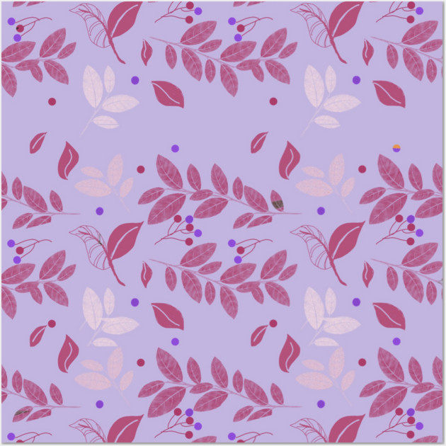 Violet leaf_berry pattern Wall Art by Kristonya Art