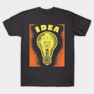 Bright Idea Lightbulb Vintage Linocut Graphic T-Shirt